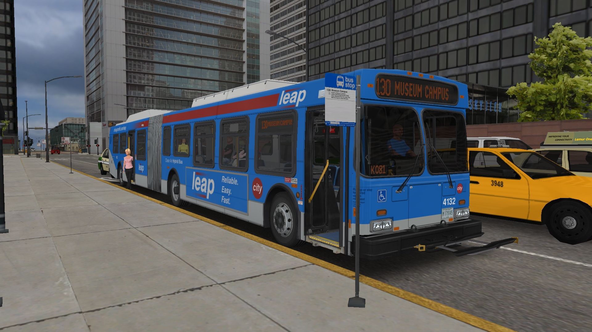 Поездка на New Flyer DE60LF по маршруту №130 по карте Chicago Downtown