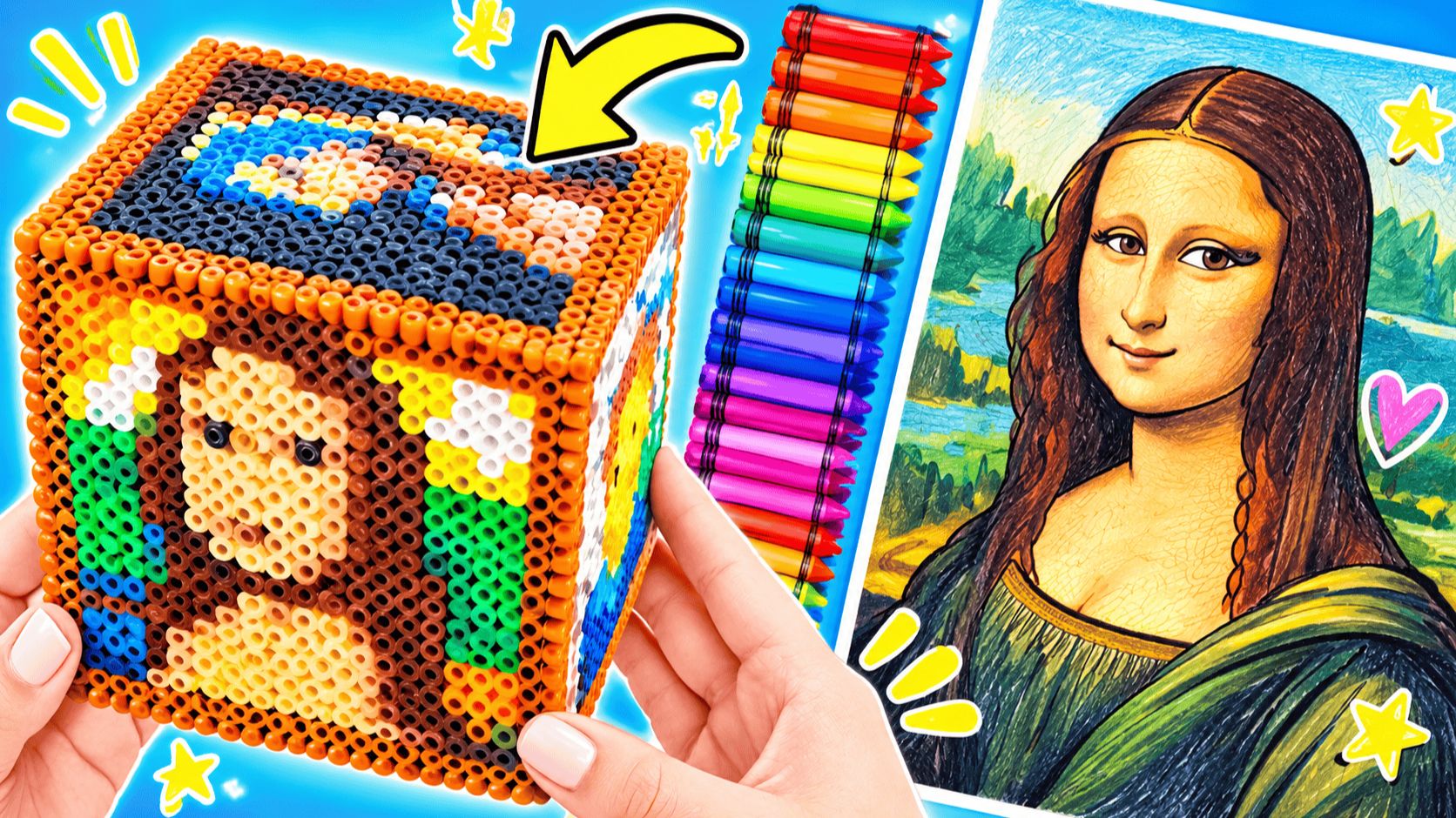 Картина «Мона Лиза» из термомозаики! 🎨🔥 Шедевр со Слаймом Сэмом