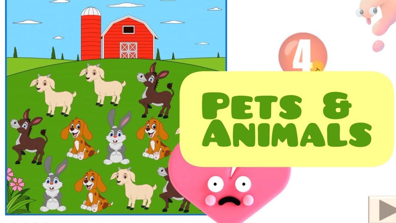 How many? there isthere are pets animals. English for kids!