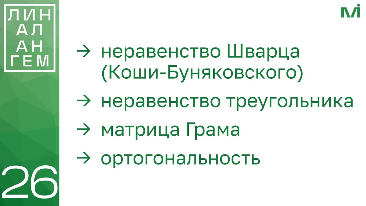 Неравенство Шварца Коши-Буняковского матрица Грама  26  Константин Правдин  ИТМО