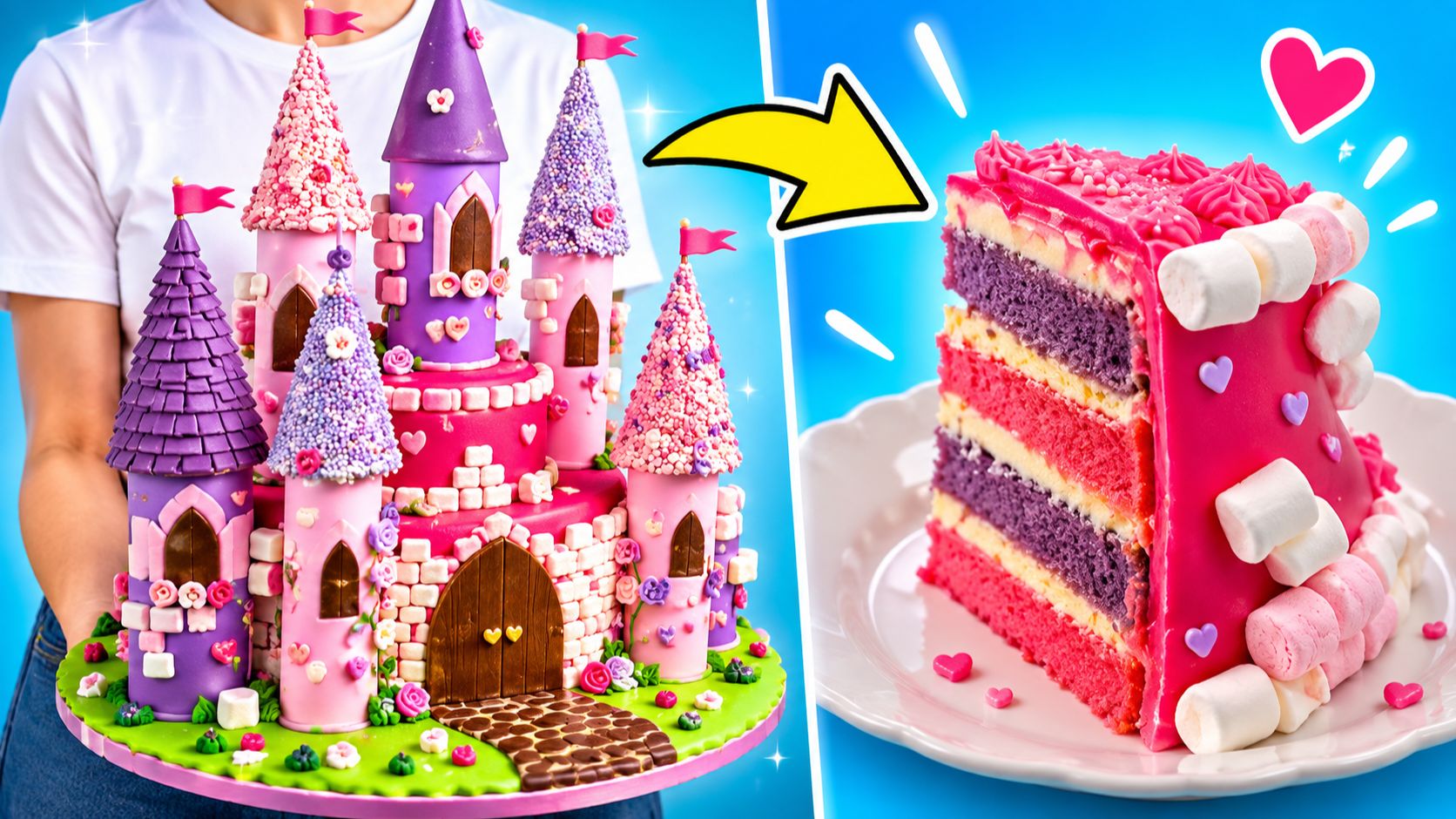 Гигантский торт-замок своими руками! 🎂🏰 Кондитерский урок