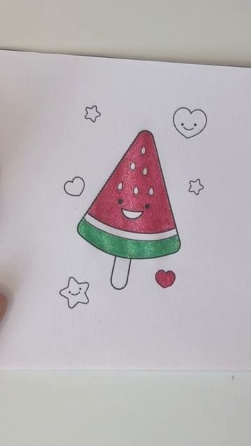 Мороженое арбуз 🍉 раскраска