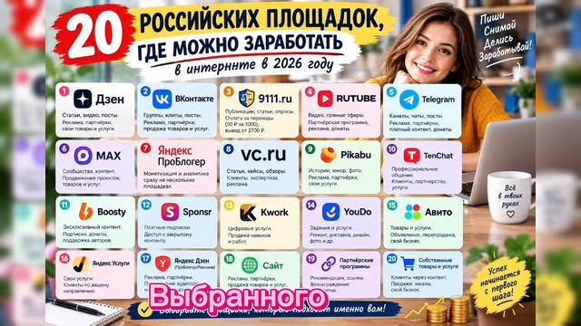 20 российских площадок, где можно заработать в интернете в 2026 году.