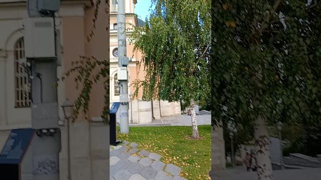 Парк Зарядье. Москва звонят колокола.Улица Варварка, колокольня церкви Варвары великомученицы