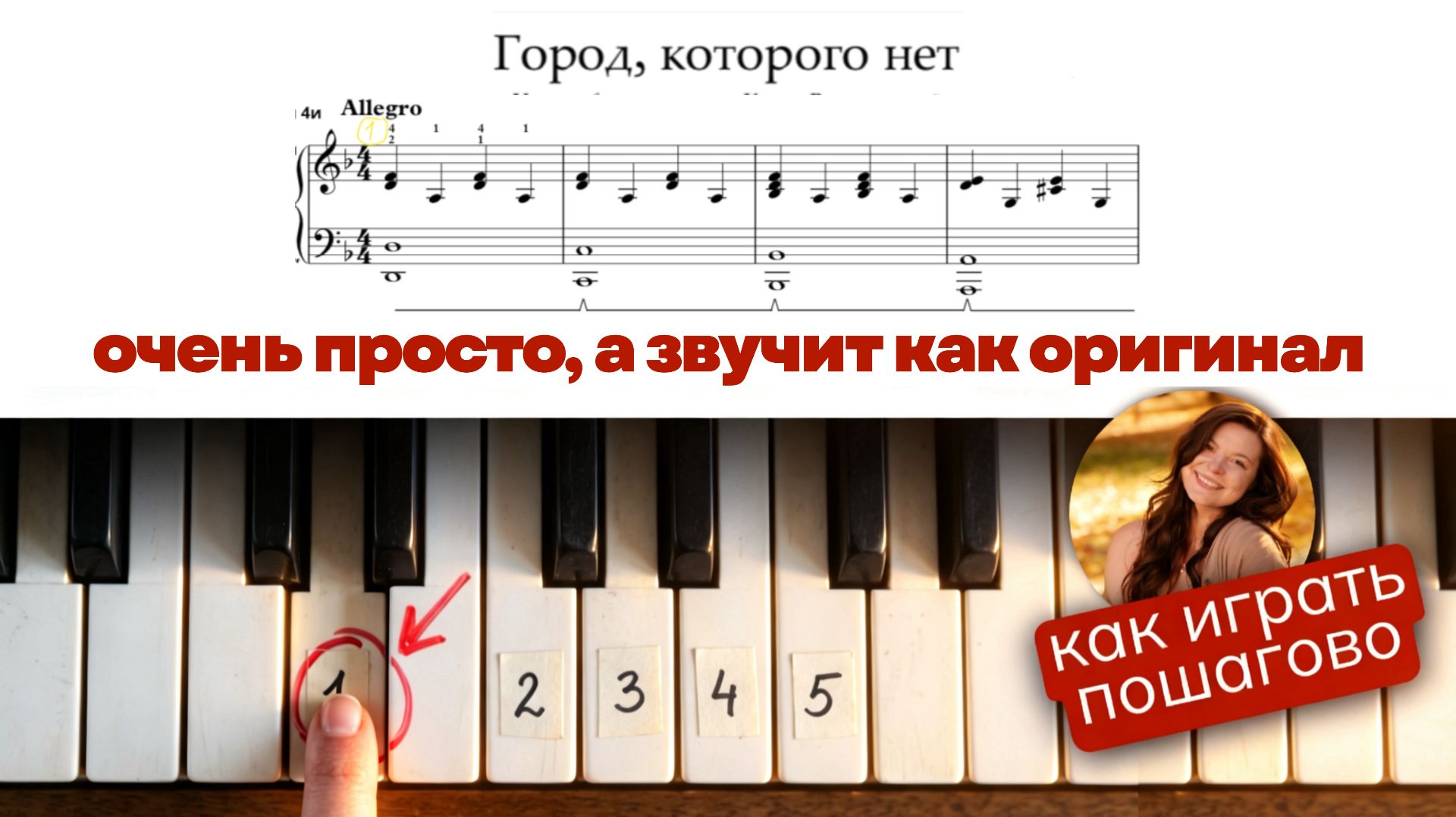 Как играть ГОРОД КОТОРОГО НЕТ на фортепиано - разбор для начинающих