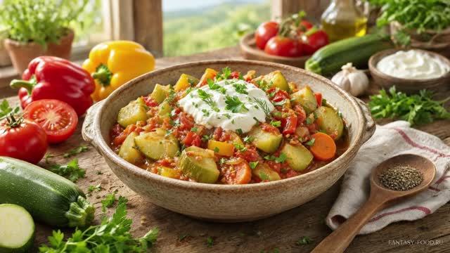 Тушеные кабачки с овощами