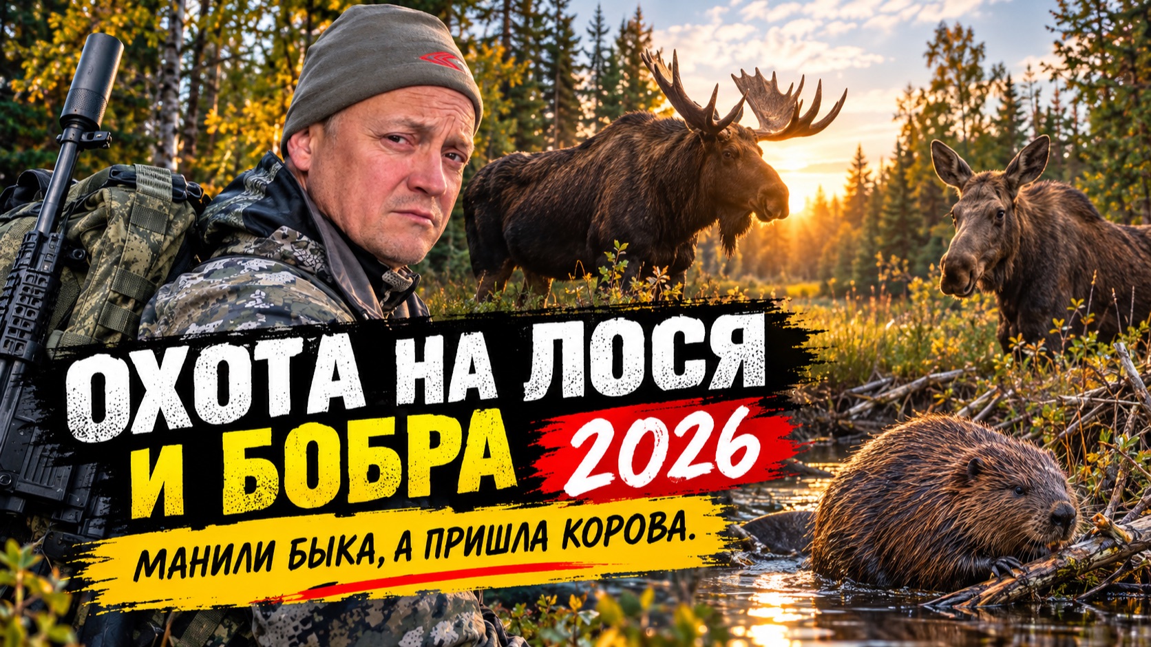 ОХОТА НА ЛОСЯ И БОБРА 2026 // СТАВЛЮ ФОТОЛОВУШКУ // ПРИШЛА КОРОВА НА РЕВУ