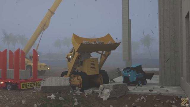 Экскаватор и рабочие машины на стройке 🚜