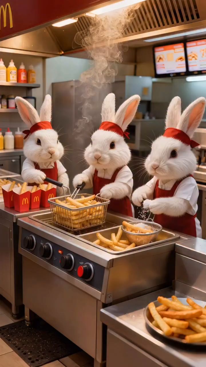 🐰🐰 Милые кролики усердно работают в КФС 🥕🥕