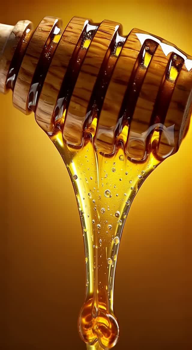 Медовая эстетика: золотистые капли стекают вниз 🍯✨ Сделано в AI.