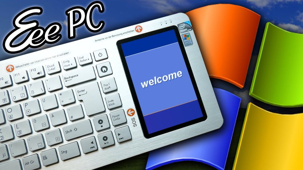 ПК в клавиатурой с Windows XP