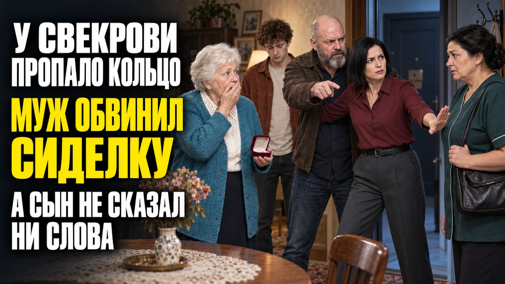 Муж обвинил сиделку в пропаже кольца. Сын знал правду и молчал