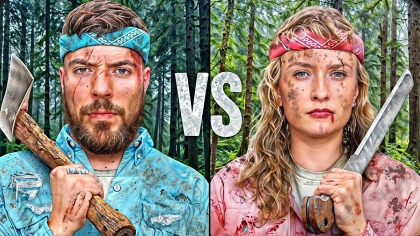 Мужчины Vs Женщины Выживают в Глуши за $500,000 MrBeast-мистер бист на русском