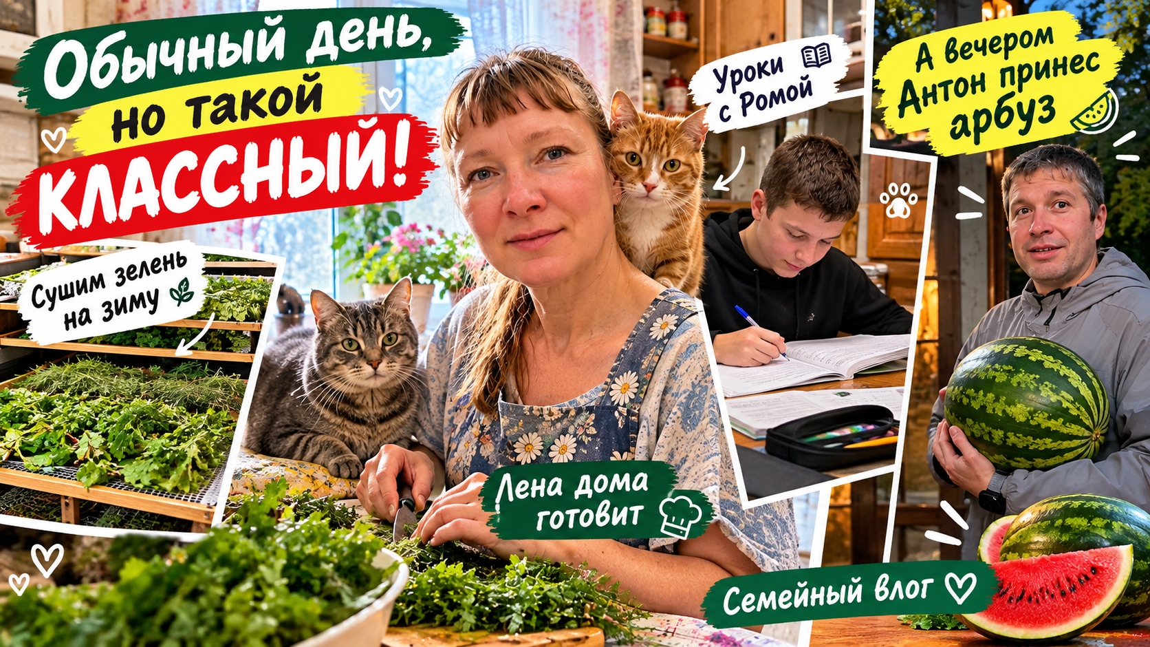 ЛЕНА ДОМА: готовка уроки и кошки  А вечером  сюрприз от Антона! 