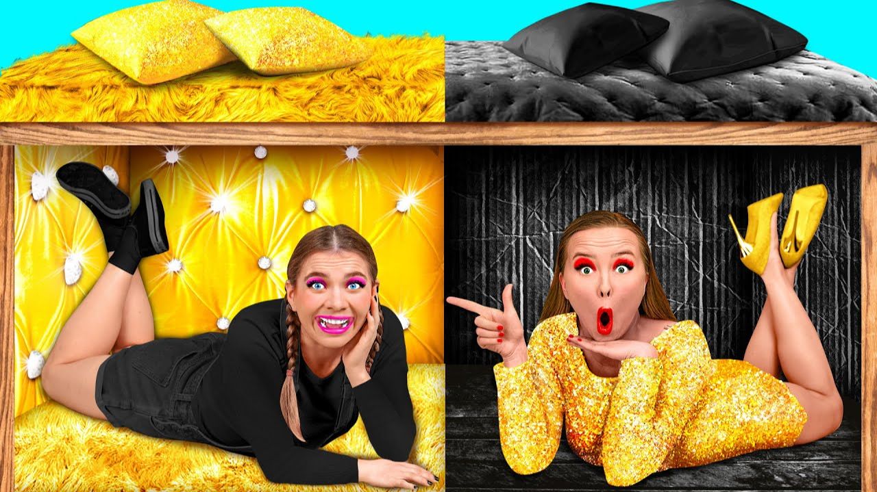 Секретные комнаты под кроватью  Rich VS Broke Funny Situations от BaRaDa Challenge