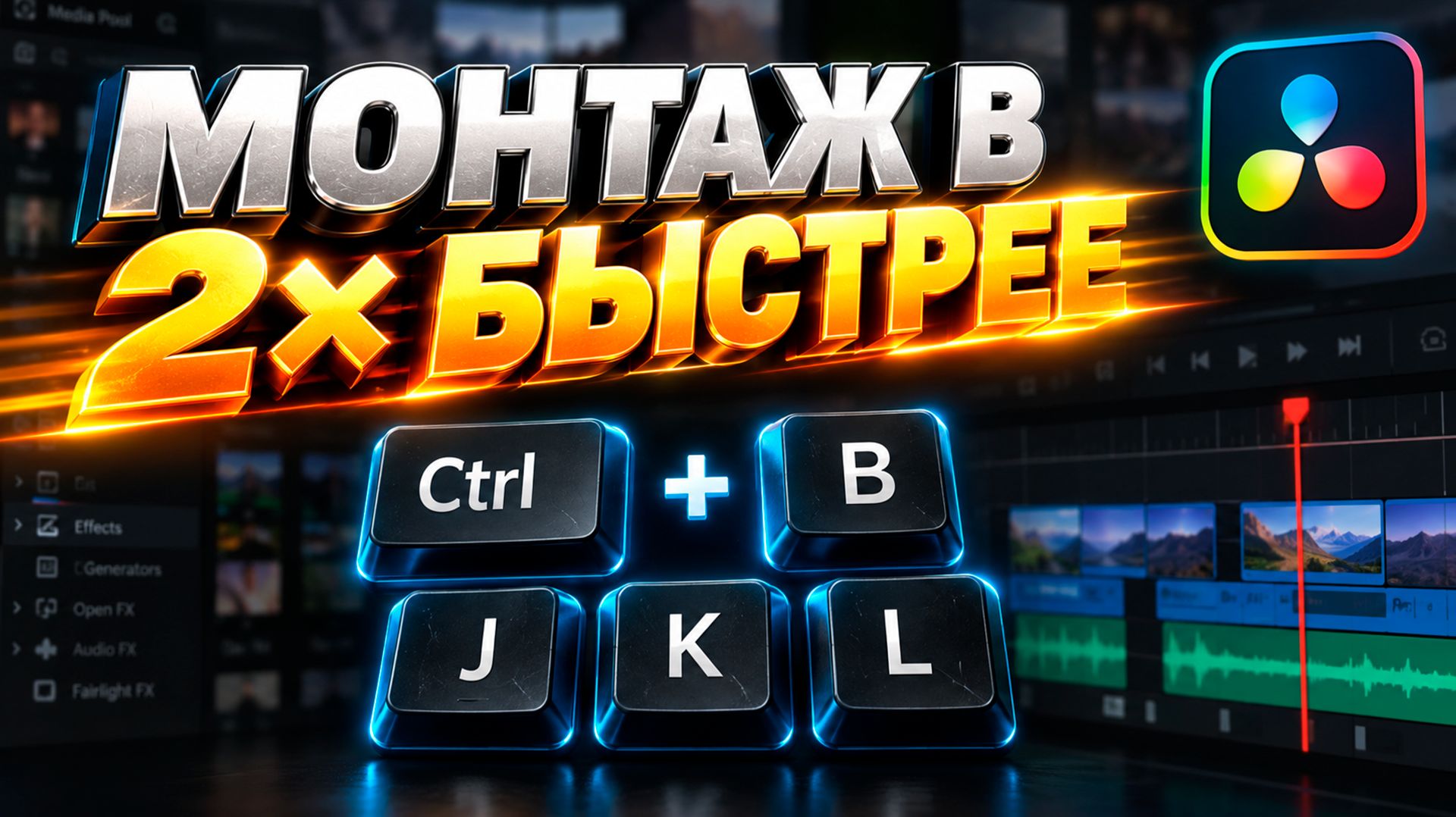 ТОП 7 ShortCut которые сократят время монтажа видео! | Основы базового монтажа в DaVinci Resolve 19!