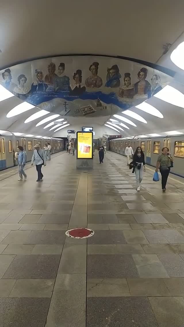 Станция метро Отрадное интерьер пассажиры поезд Москва Фрагмент 2