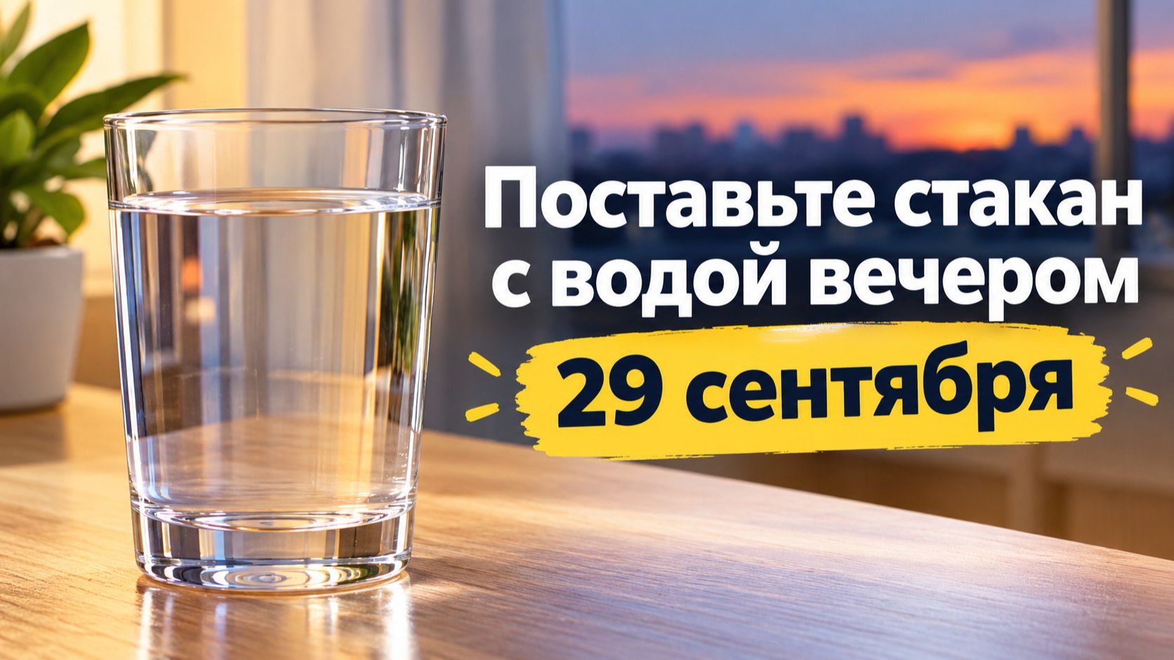 Поставьте стакан с водой вечером 29 сентября