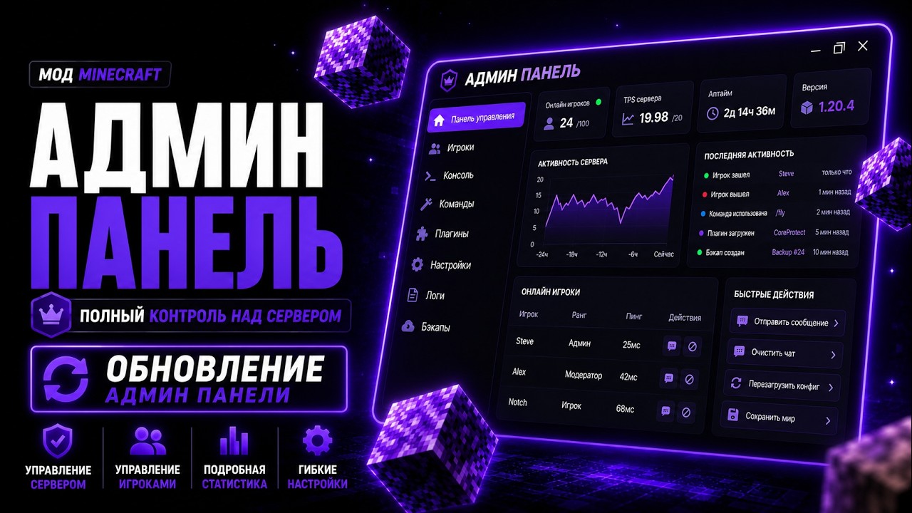 Обновление Кастомной Админ Панели для майнкрафт серверов  Spixy Services