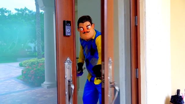 Настя и папа пытаются подружиться с Hello Neighbor