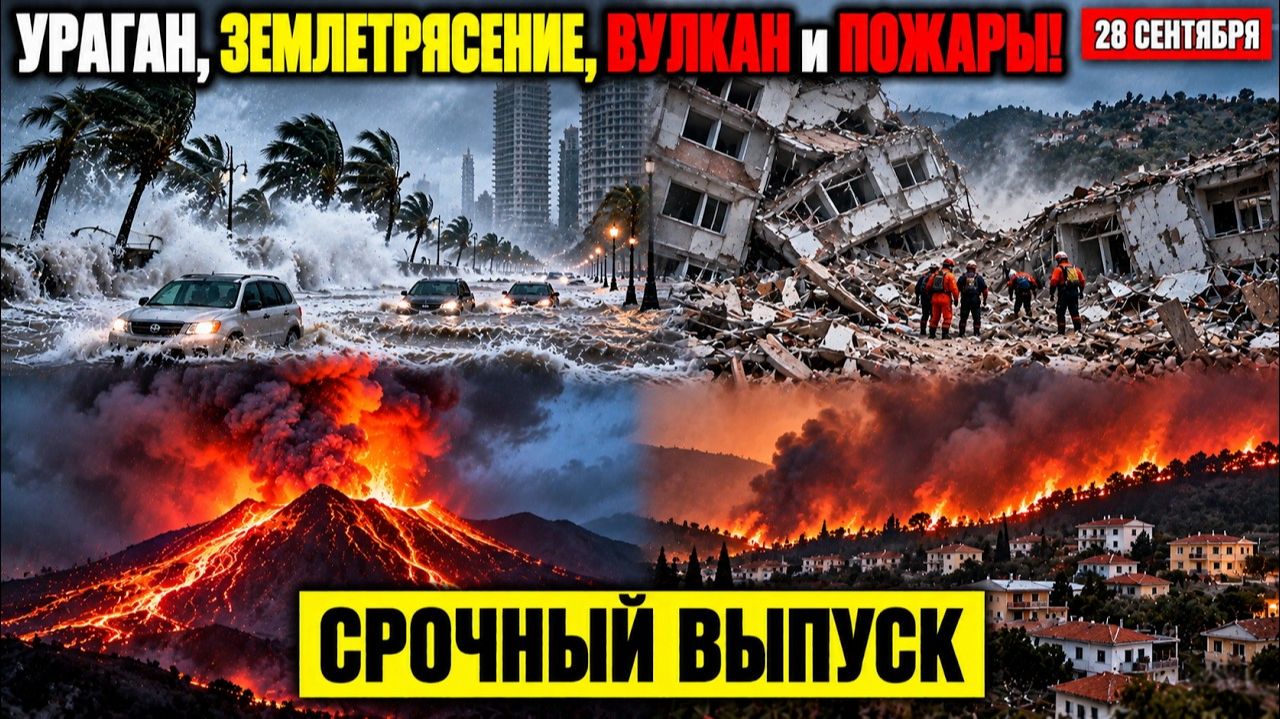 Катаклизмы Сегодня 28.09.2026 Индия Под Водой Сахалин в Огне Бангкок Затопило США Разносит Шторм