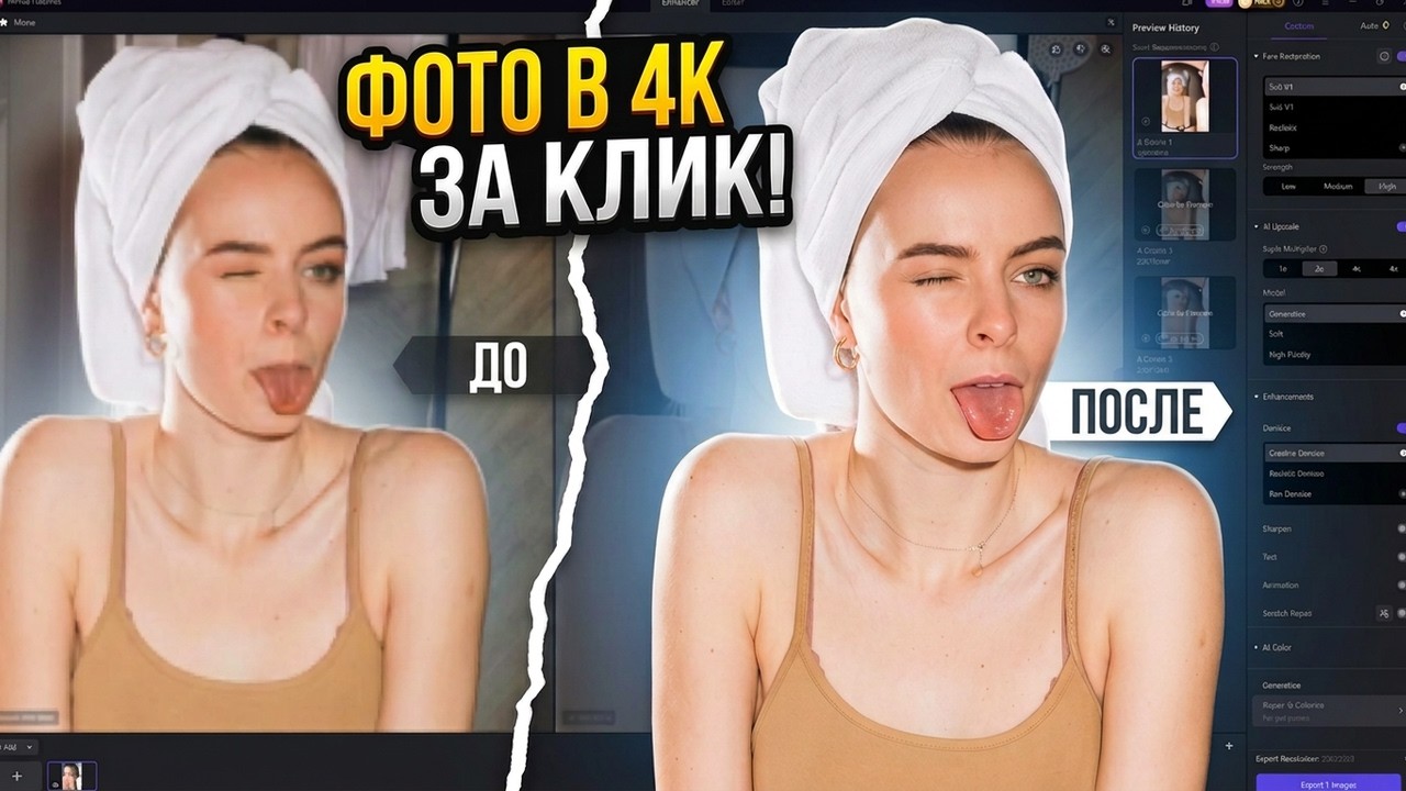Как улучшить качество фото и увеличить его до 4K с помощью ИИ