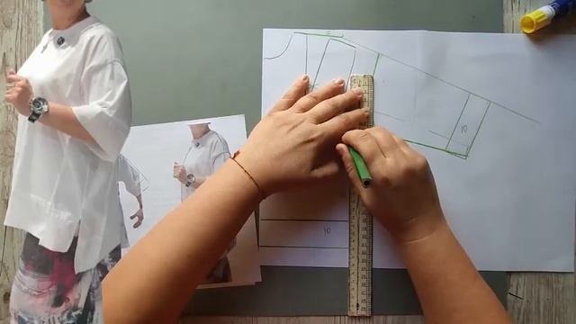 Моделирование. Свободная блуза-туника оверсайз с асимметричным низом. Выкройка  2227.