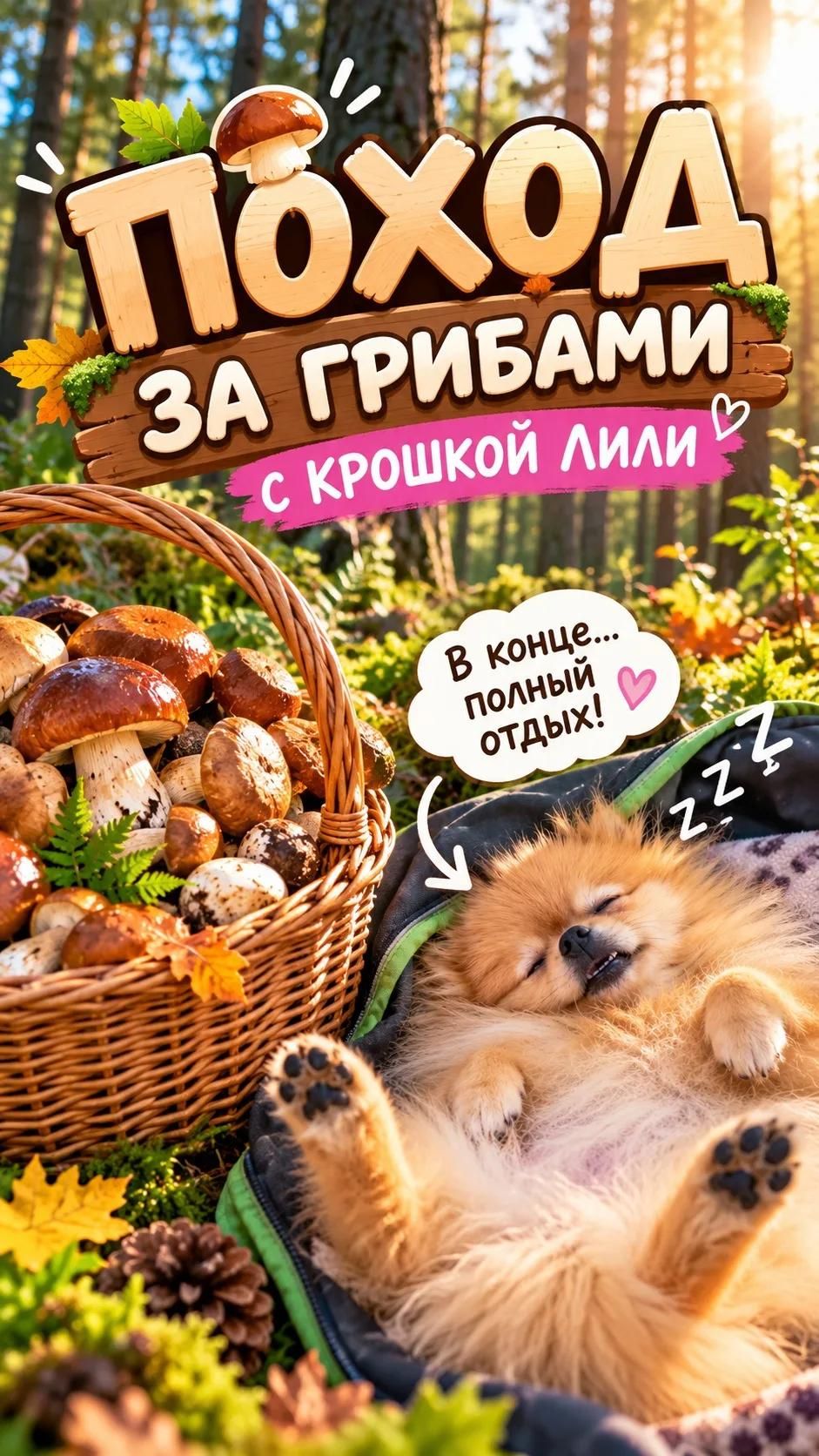 Поход за грибами с померанским шпицем крошкой Лили❤️