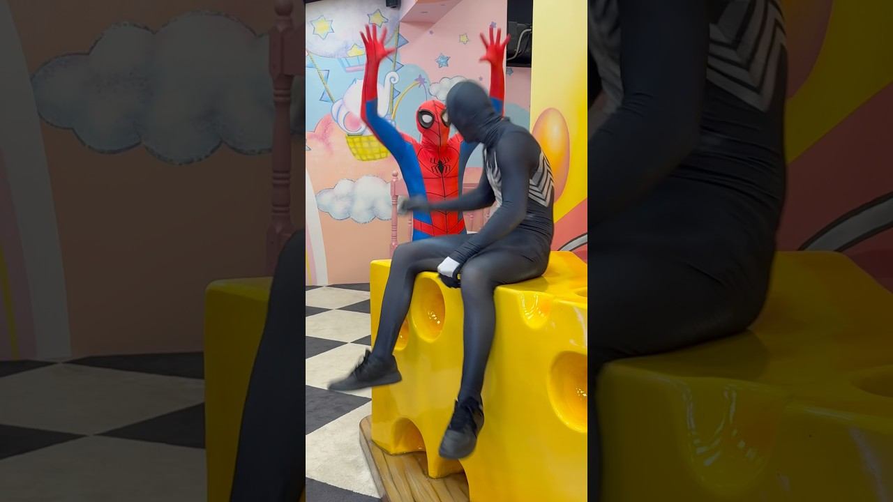 The superhero scared Venom  spiderman