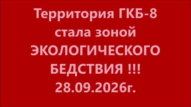 Территория ГКБ-8 - зона ЭКОЛОГИЧЕСКОГО БЕДСТВИЯ 28.09.2026г.
