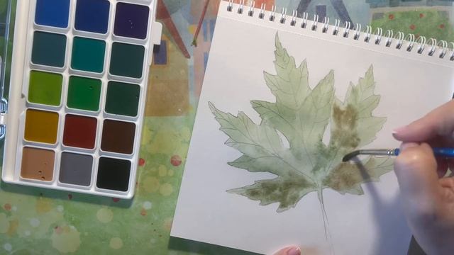 Рисую кленовый лист акварелью. Кленовый лист рисунок