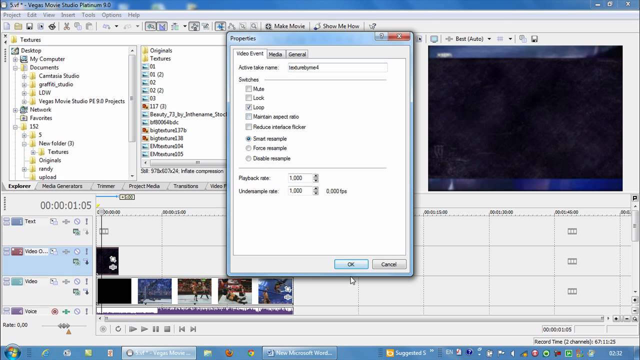 ето как се слага текстура в Sony Vegas