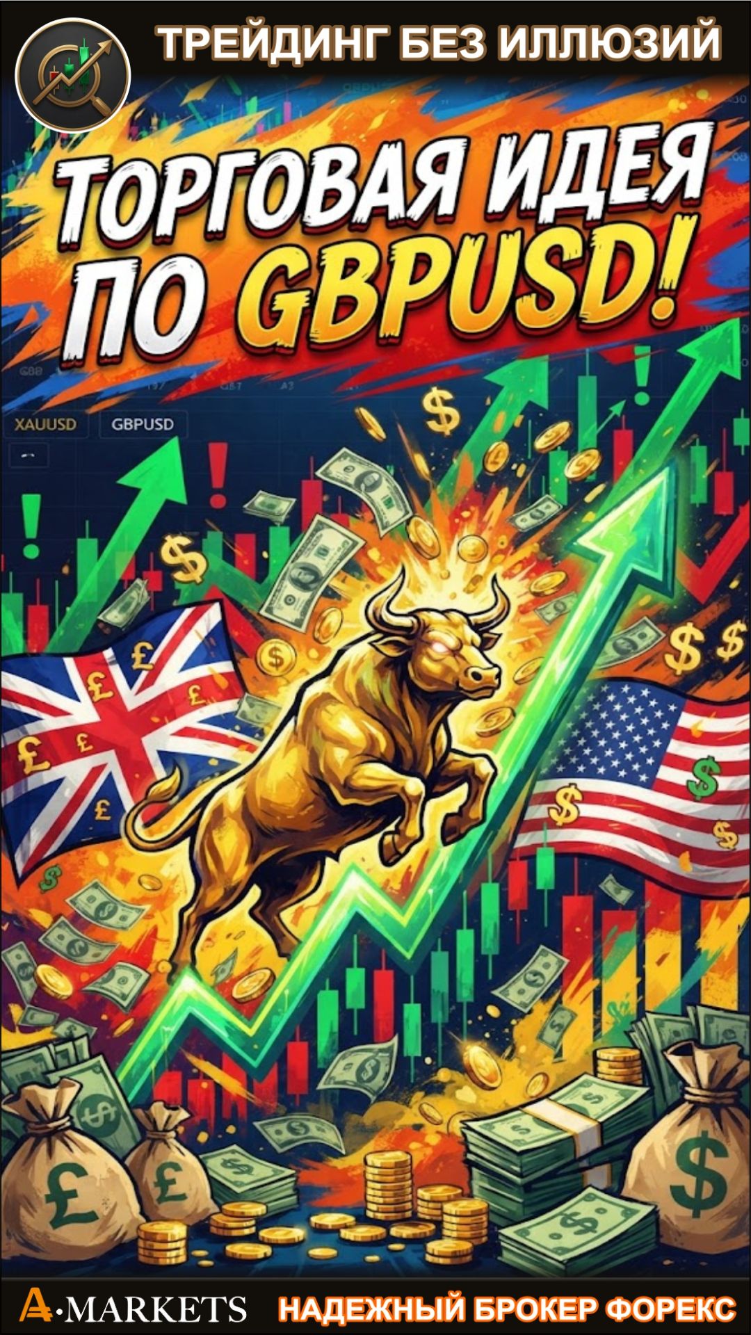 Торговая идея заработка на GBPUSD на дневном графике прямо сейчас.