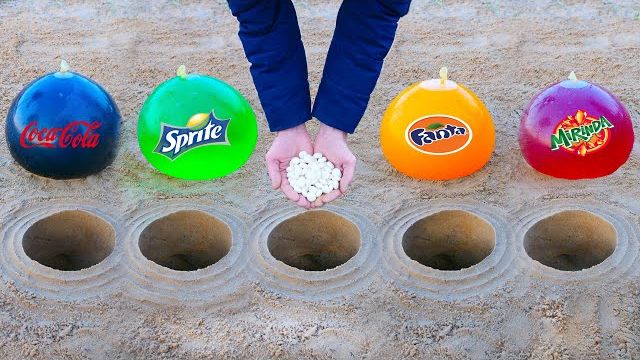 Experiment: Cola Sprite Fanta Mirinda and Mentos Underground