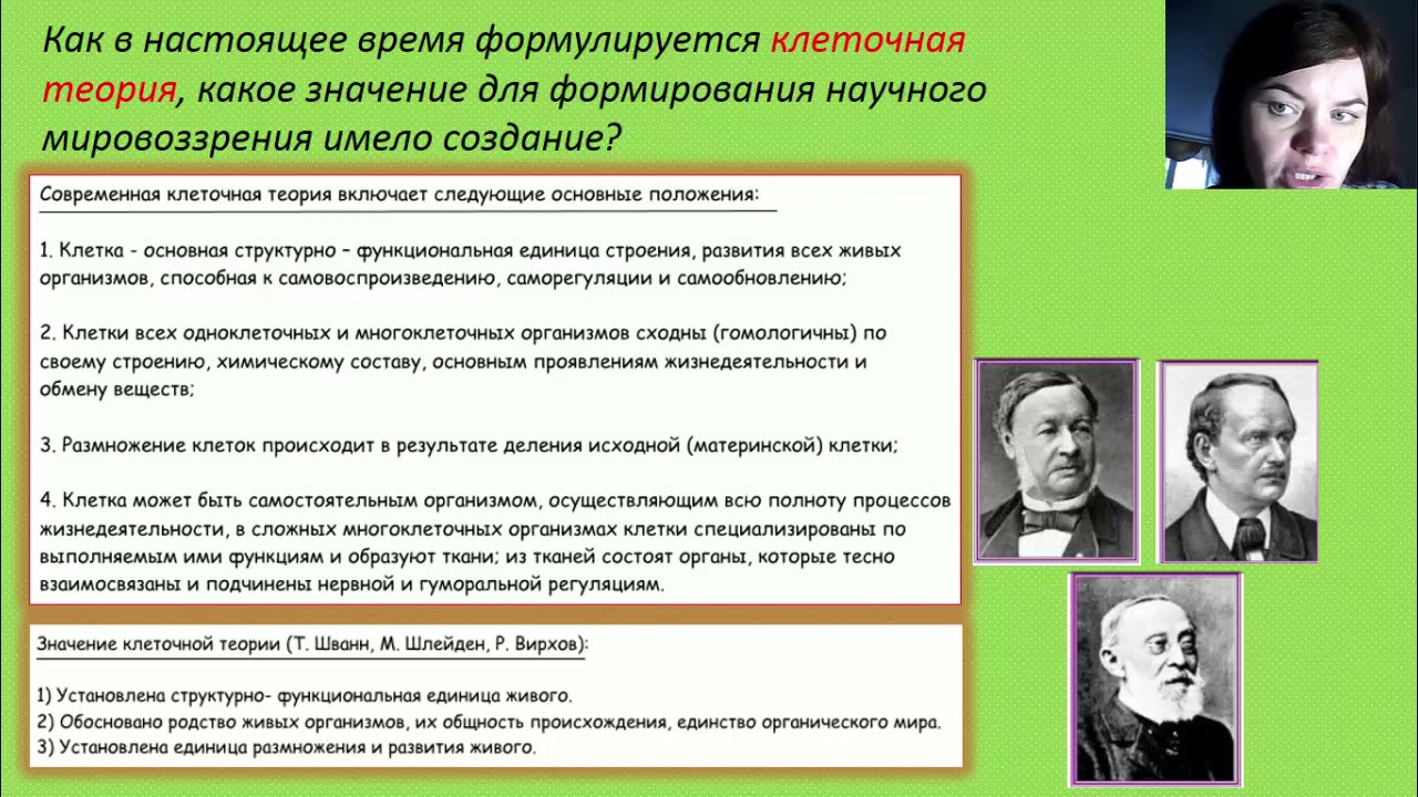 Клеточная теория и ее значение для научного мировоззрения