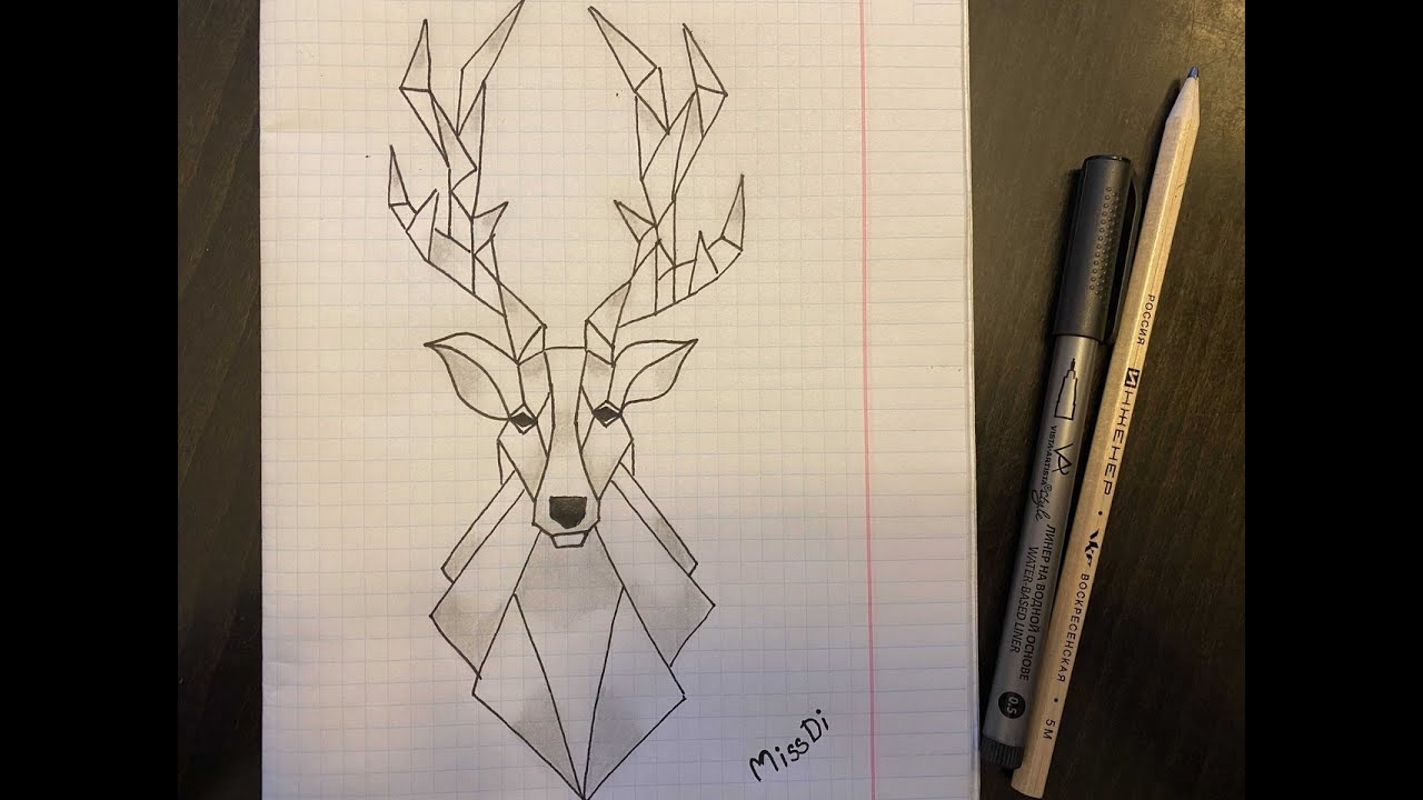 Олень из геометрических фигур  Deer made of geometric shapes