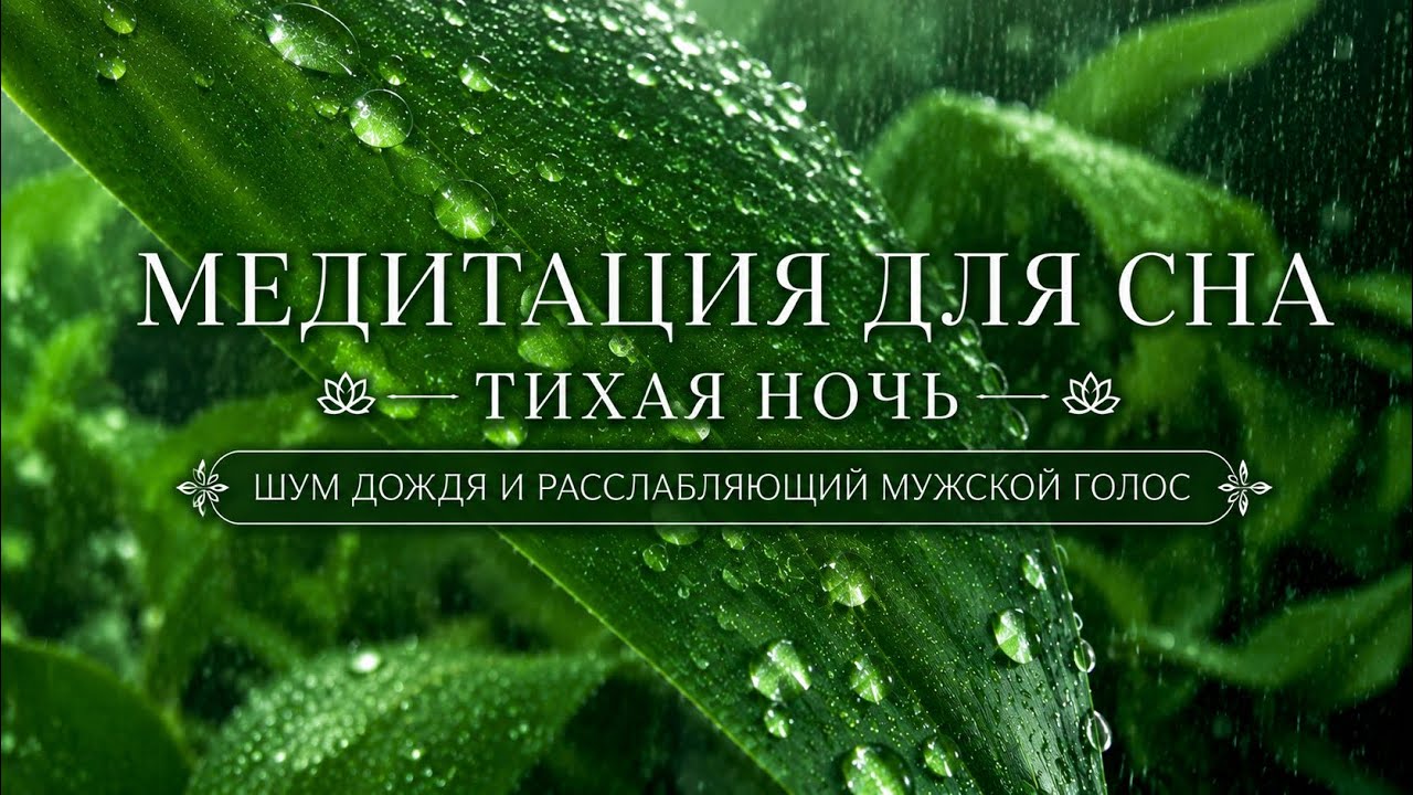 Медитация для сна тихая ночь шум дождя и приятный мужской голос