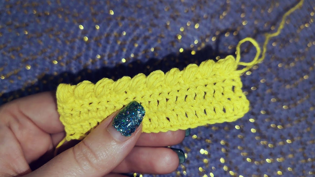 Обвязка края крючком  Пышные столбики  Crochet border