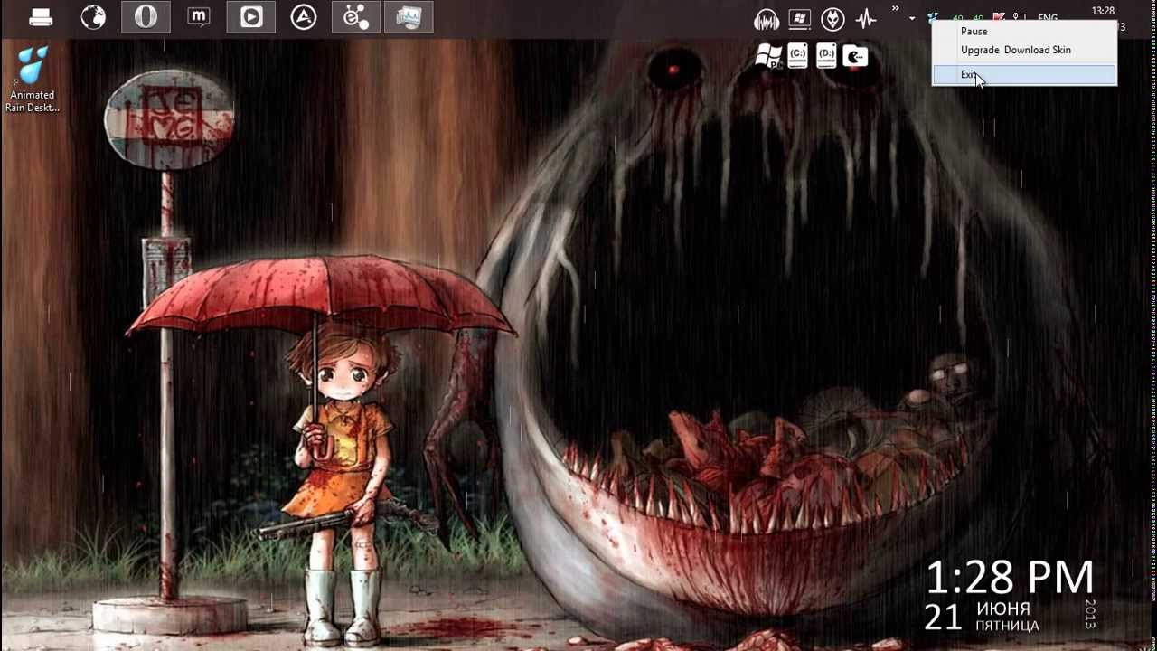 Дождь на рабочем столе Windows. Rain On The Desktop Windows.