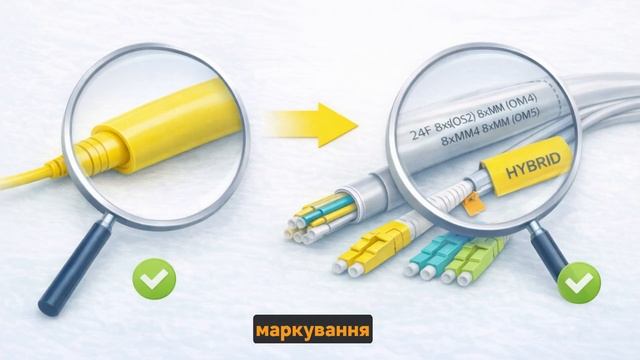 Як визначити тип оптичного кабелю за колірним кодуванням?