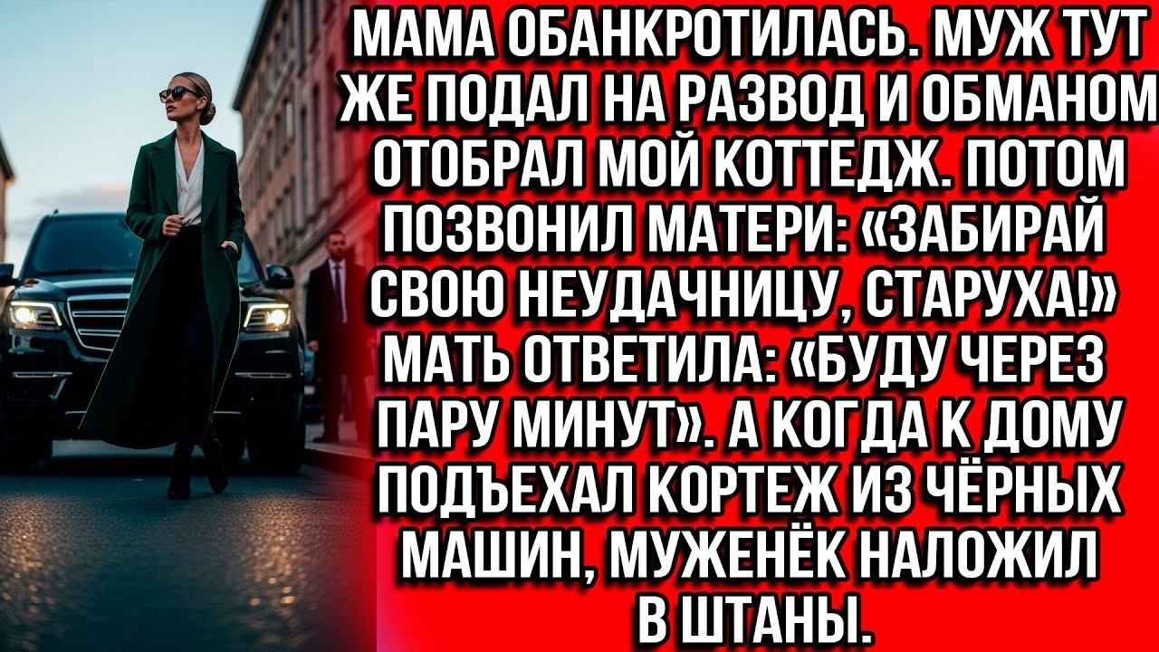 Мама банкрот. Муж обманом забрал мой коттедж- Забирай неудачницу! Подъехали джипы и он обделался.