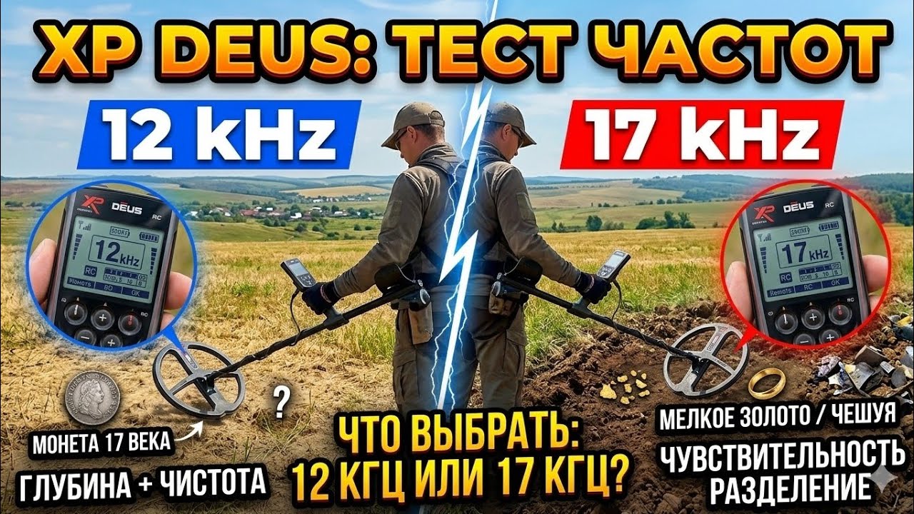 XP Deus: 11 кГц против 17 кГц. Какую частоту выбрать? Тест на разделение и глубину