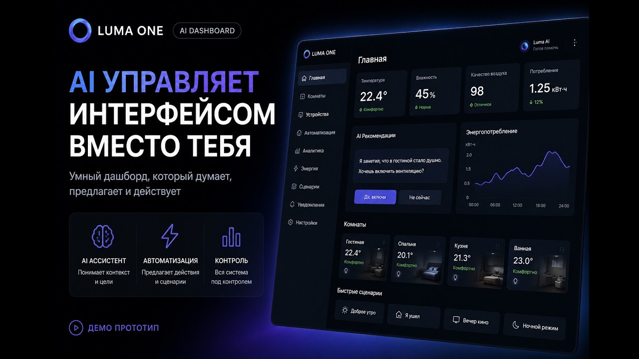 Luma One. AI-интерфейс который управляет настройками в умном доме. AI-слой управления пространством