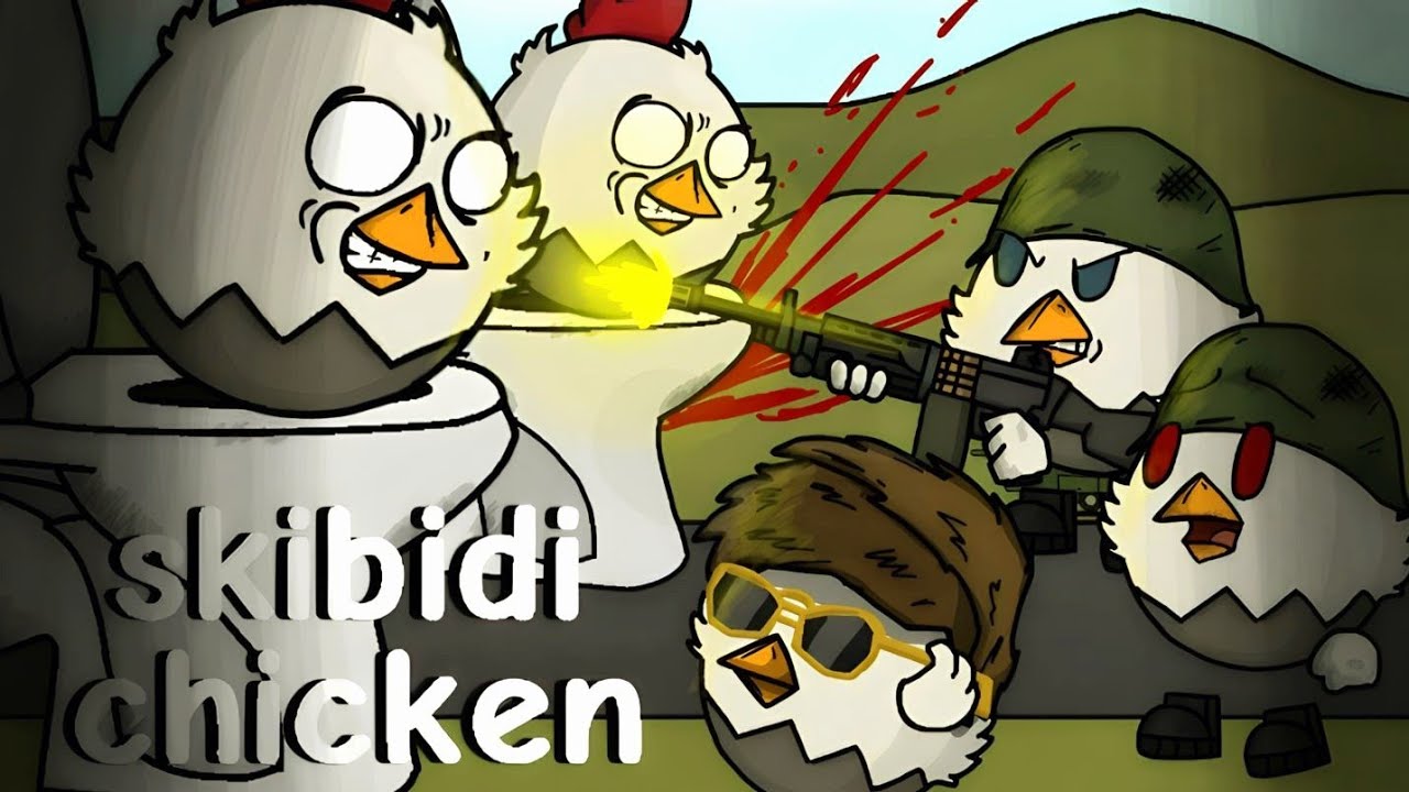 skibidi toilet chicken gun 2D animation