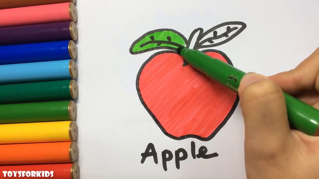 Личные цвета и рисунок для детей Как рисовать Apple
