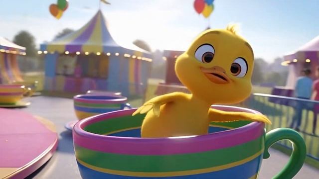 Маленький утёнок на вращающейся чашке 🦆🎠 | мультфильм для детей | Веселая анимация с животными