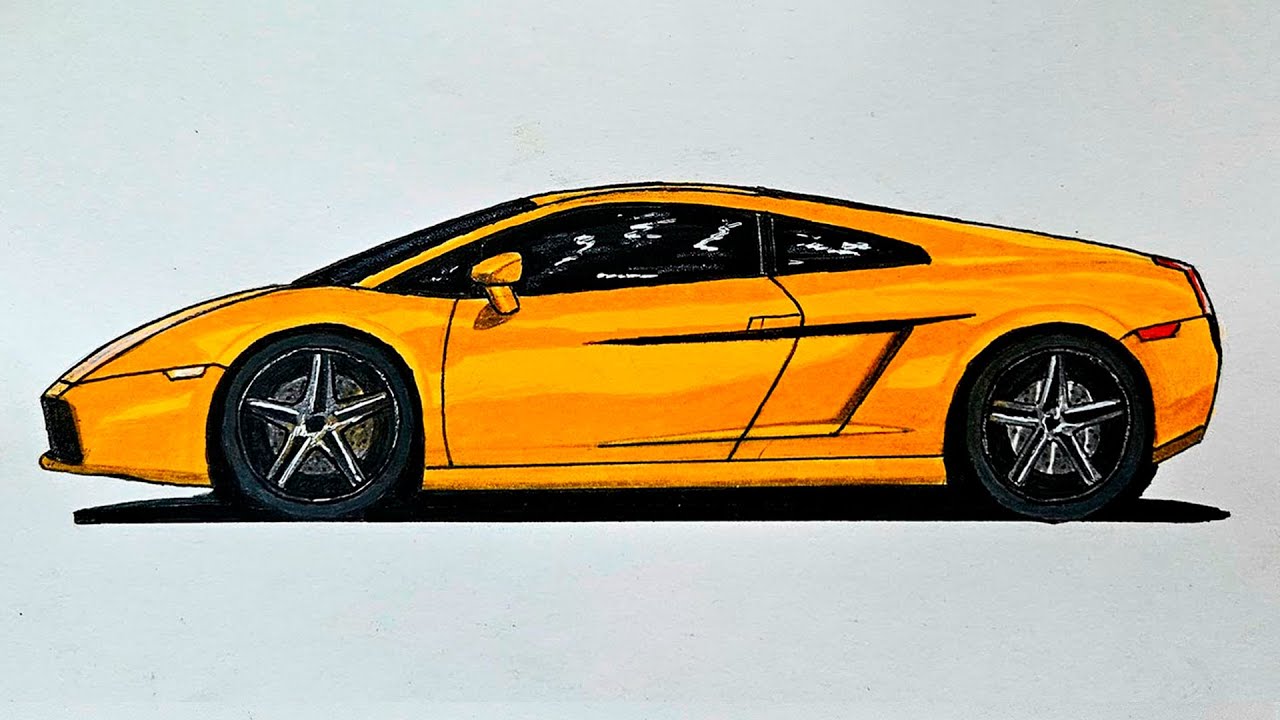 Как нарисовать машину lamborghini gallardo  How to draw a lamborghini gallardo car