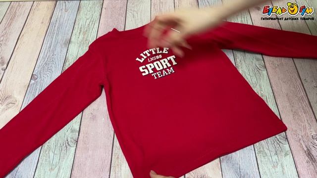 354168 Лонгслив Lanson Kids свободного кроя с круглым вырезом красный