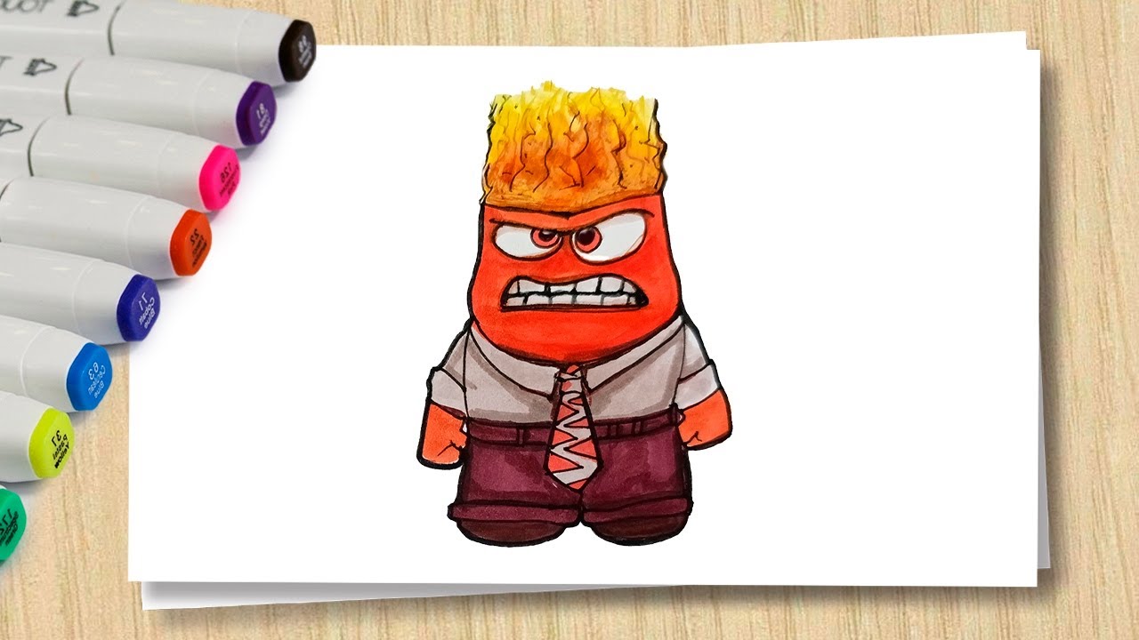 Как нарисовать эмоцию Гнев из Головоломки 2  How to draw Anger from Inside Out 2