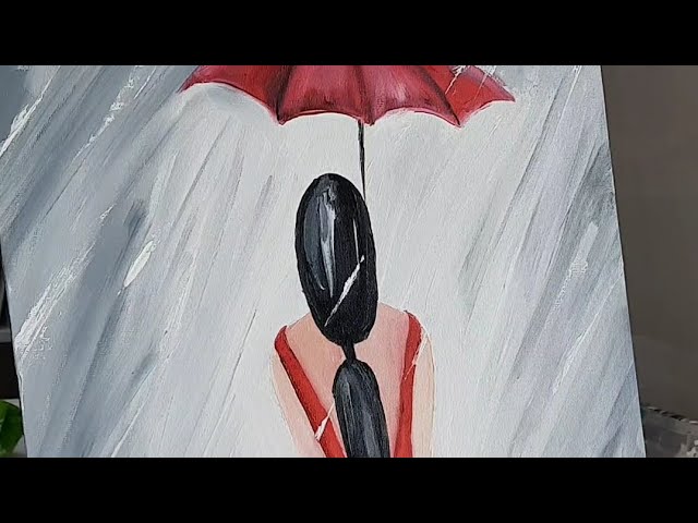 Девушка маслом. Пишем картину. Рисуем дождь
